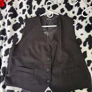 Black Womans Button Down Vest